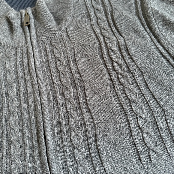 Haggar Mens XL Charcoal Gray Quarter Zip Pullover Sweater Cable Knit Mock Neck - Picture 3 of 7